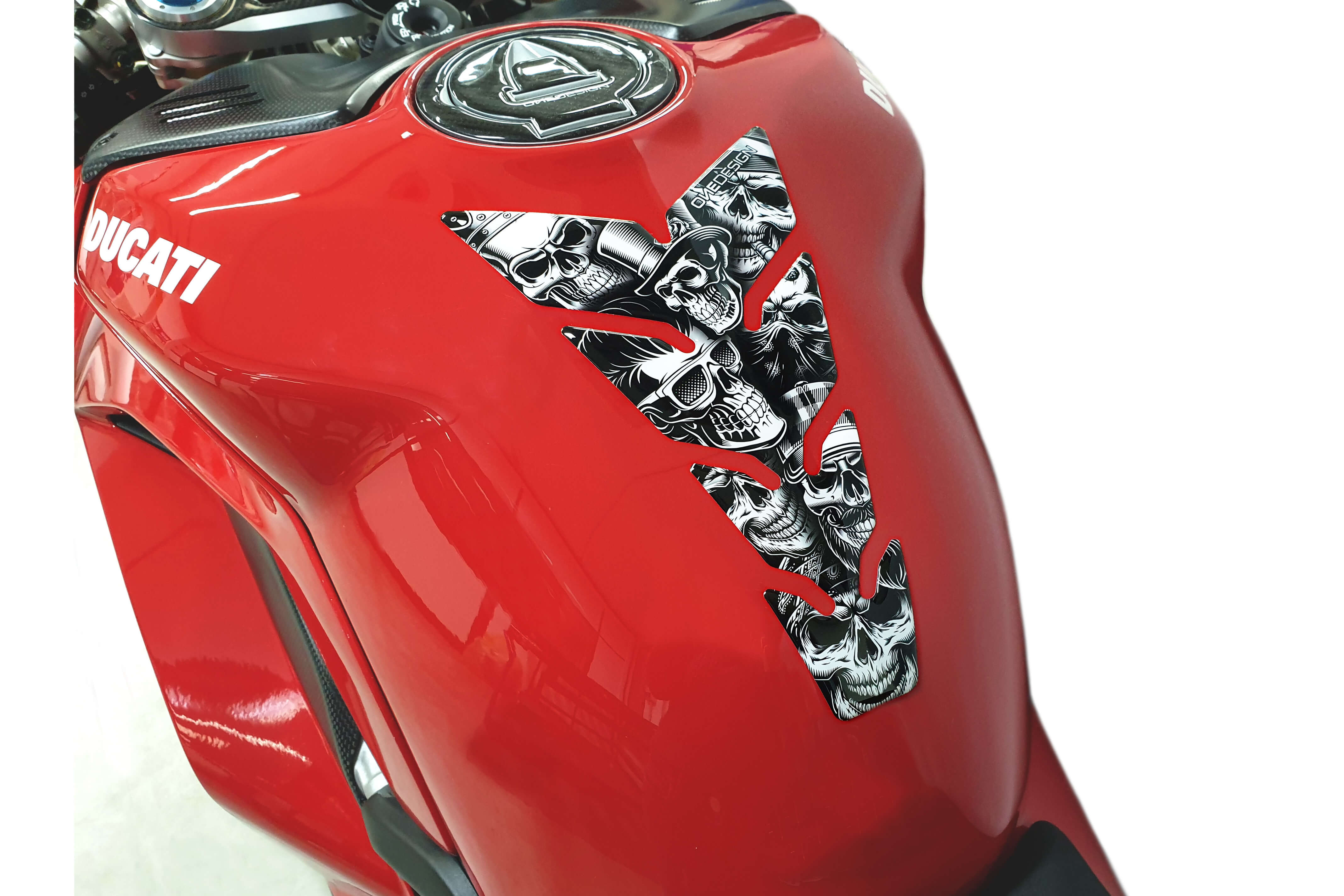 Protection de Réservoir Moto Universel Skull Party Black & White
