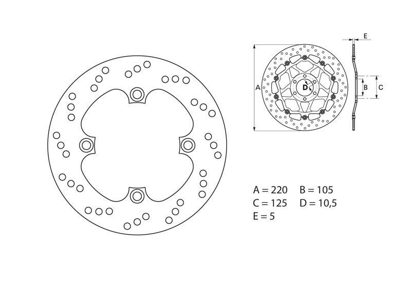 Disque de frein arrière Brembo pour Triumph 1050 Speed Triple (05-19)