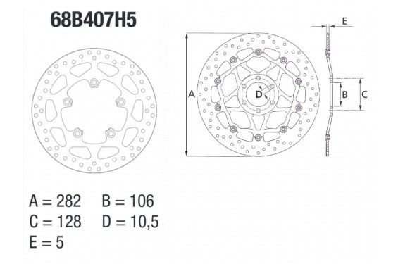 Disque de frein arrière Brembo pour 1200 Tiger (12-19) Disque de frein arrière Brembo pour 1200 Tiger (12-19)