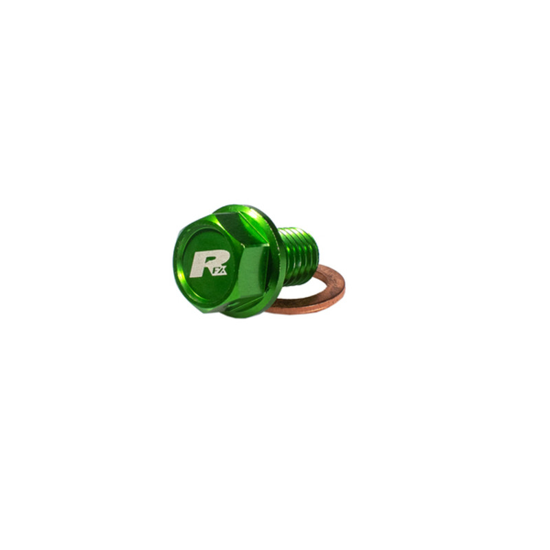 Bouchon de Vidange Aimanté Vert RFX M10 x15mm x 1,25 pour Kawasaki KX 250 F (04-18) - FXDB2010099GN