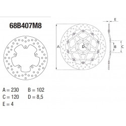 Disque de frein arrière Brembo pour YZF-R 125 (08-13)