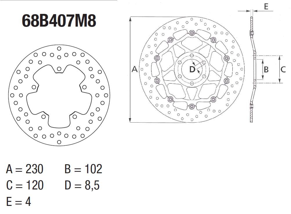 Disque de frein arrière Brembo pour YZF-R 125 (08-13)
