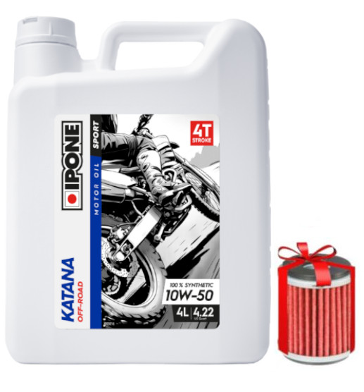 Huile Ipone Katana Off-Road 4T 10W50 4 Litres + Filtre à Huile Offert