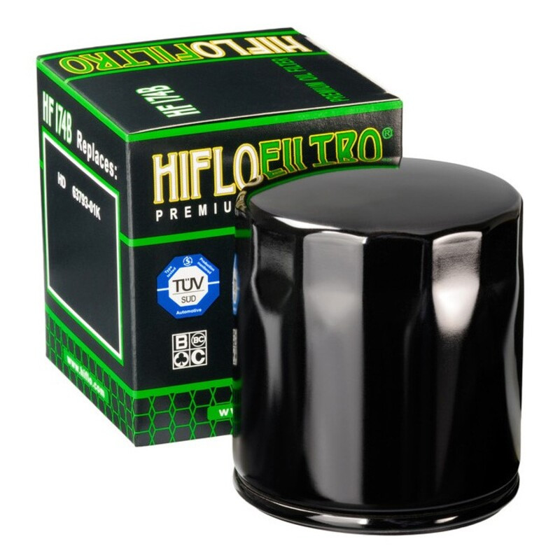 Filtre à huile Hiflofiltro noir brillant - HF174B pour Harley Davidson Vrsca 1130 V-ROD (02-06) - HF174B