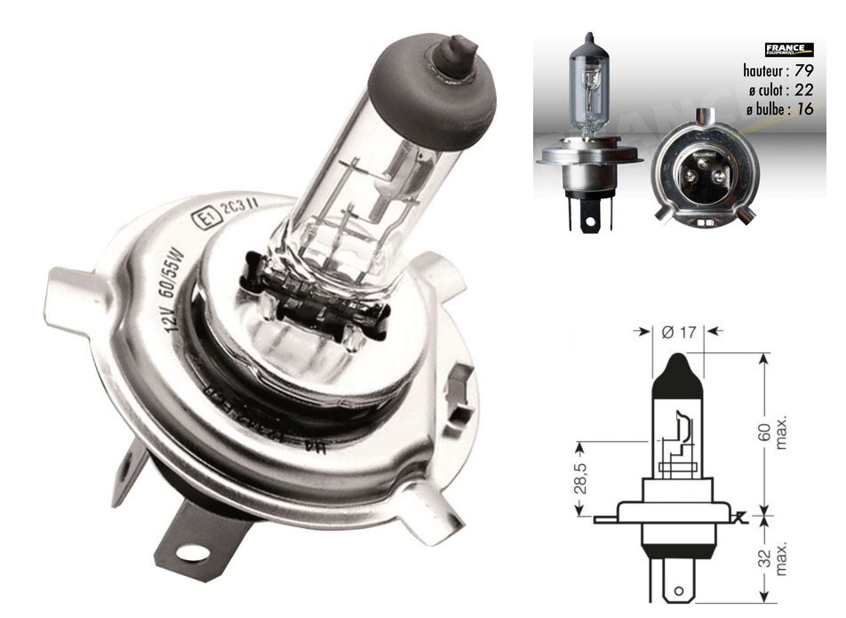 Ampoule H4 12V-55/60W RING Ultra Xenon pour Moto-Quad-Scooter