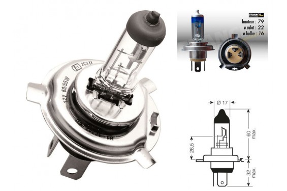 Ampoule H4 12V-55/60W RING Xenon Max + 100% pour Moto-Quad-Scooter