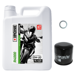 Pack Vidange Ducati 1200 Multistrada (10-16) - Ipone R4000 15W50 + HF153 + Joint 12mm