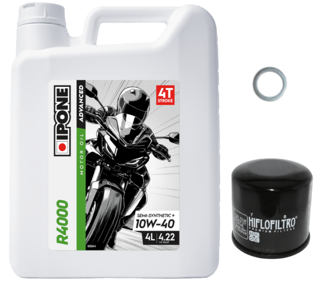 Pack Vidange Yamaha XT 500 (76-85) - Ipone R4000 10W40 + HF145 + Joint 14mm
