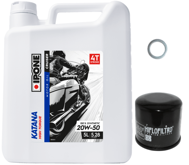 Pack Vidange Harley Davidson Dyna Wide Glide EFI (04-07) - Ipone Katana High Torque 20w50 + HF171B + Joint O-ring