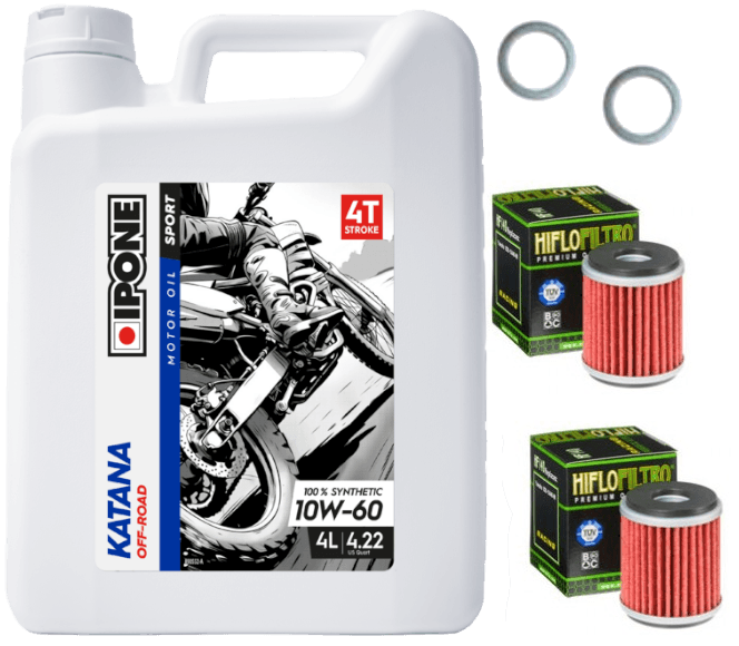Pack Vidange Aprilia MXV 450 (08-15) - Ipone Katana Off-Road 10W60 + 2xHF575 + 2xJoint 12mm