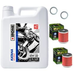 Pack Vidange KTM 450 EXC (12-16) - Ipone Katana Off-Road 10W50 + 2xHF655 + 2xJoint 12mm