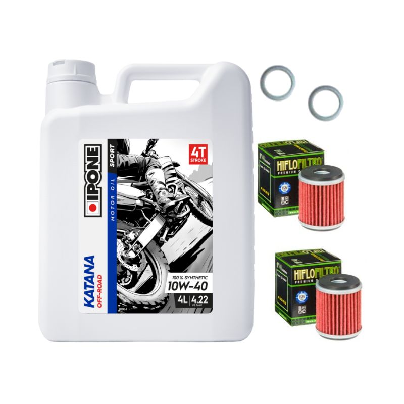 Pack Vidange Yamaha TT 600 R (97-01) - Ipone Katana Off-Road 10W40 + 2xHF145 + 2xJoint 12mm Pack Vidange Yamaha TT 600 R (97-01) - Ipone Katana Off-Road 10W40 + 2xHF145 + 2xJoint 12mm