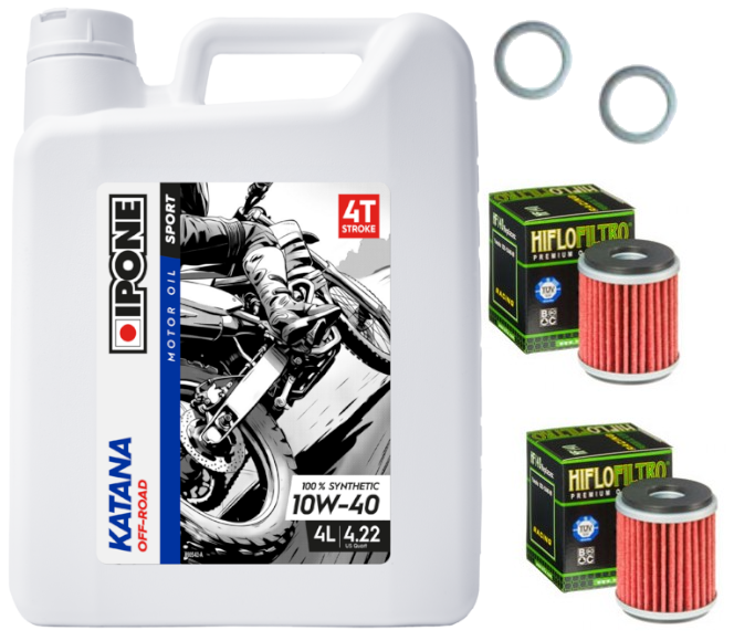 Pack Vidange Suzuki RM-Z 250 (04-26) - Ipone Katana Off-Road 10W40 + 2xHF207 + 2xJoint 12mm
