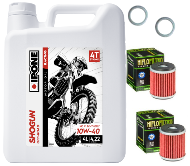 Pack Vidange Suzuki RM-Z 250 (04-26) - Ipone Shogun Off-Road 10W40 + 2xHF207 + 2xJoint 12mm