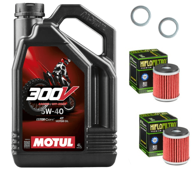 Pack Vidange Gas Gas EC 450 F (10-12) - Motul 300V Off-Road 5W40 + 2xHF112 + 2xJoint 12mm