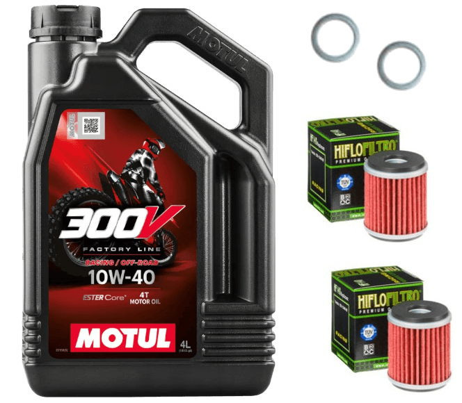 Pack Vidange Honda CRF 250 RX Enduro (19-26) - Motul 300V Off-Road 10W40 + 2xHF116 + 2xJoint 10mm