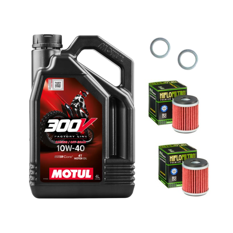 Pack Vidange Suzuki RM-Z 250 (04-26) - Motul 300V Off-Road 10W40 + 2xHF207 + 2xJoint 12mm Pack Vidange Suzuki RM-Z 250 (04-26) - Motul 300V Off-Road 10W40 + 2xHF207 + 2xJoint 12mm