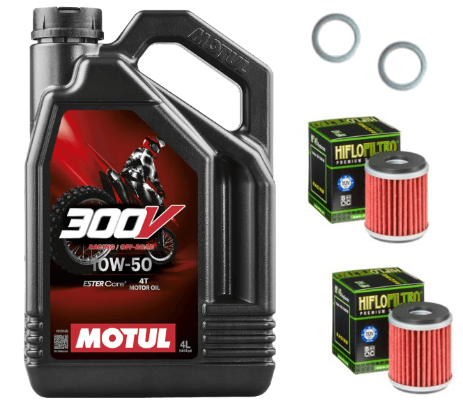 Pack Vidange Husqvarna FC 250 (14-25) - Motul 300V Off-Road 10W50 + 2xHF652 + 2xJoint 12mm