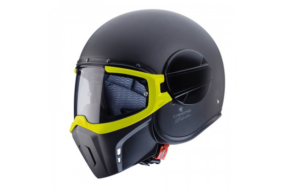 Casque Jet Caberg GHOST Noir Mat - Jaune - Street Moto Piece