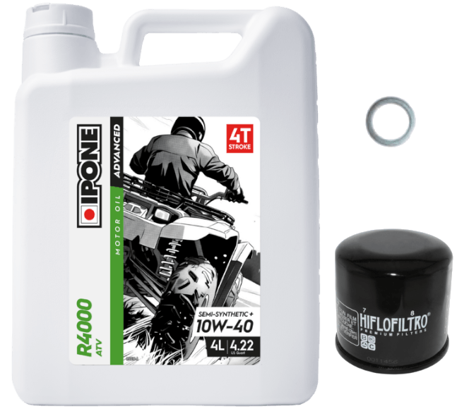 Pack Vidange Kymco UXV 500 (08-13) - Ipone R4000 ATV 10W40 + HF147 + Joint 12mm