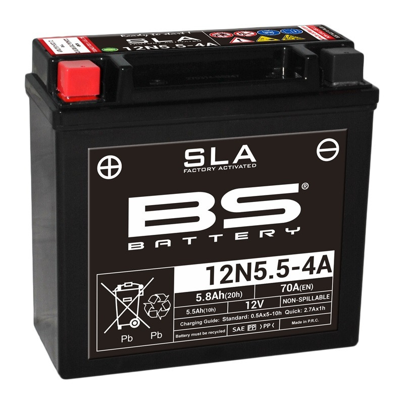 Batterie Moto BS Battery SLA pour Yamaha MT-125 (14-19) - 12N5.5-4A/4B Batterie Moto BS Battery SLA pour Yamaha MT-125 (14-19) - 12N5.5-4A/4B