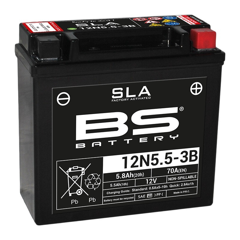 Batterie Moto BS Battery SLA pour Gilera Apache 125 (91-95) - 12N5.5-3B