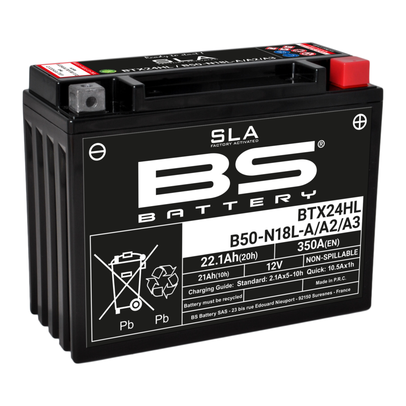 Batterie Moto BS Battery SLA pour Ducati 500 Sport Desmo (77-83) - BTX24HL/B50-N18L-A/A2/A3