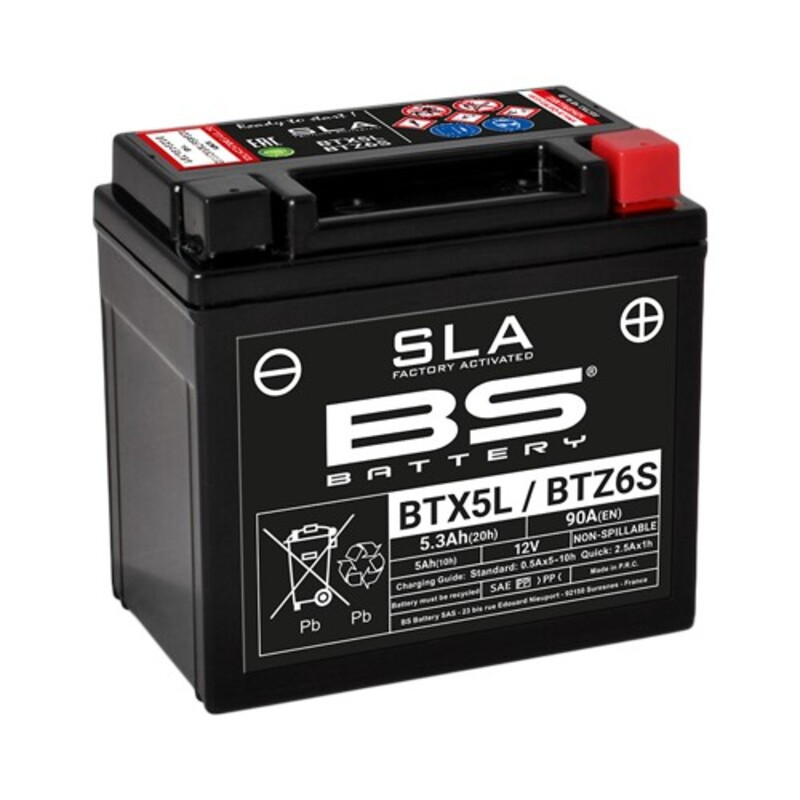 Batterie Moto BS Battery SLA pour Honda NSR 125 R (90-01) - BTX5L / BTZ6S