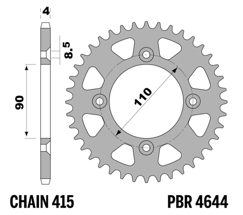 Couronne PBR Aluminium Standard pour Husqvarna TC 50 MINI (22-24) - 4644 42 L