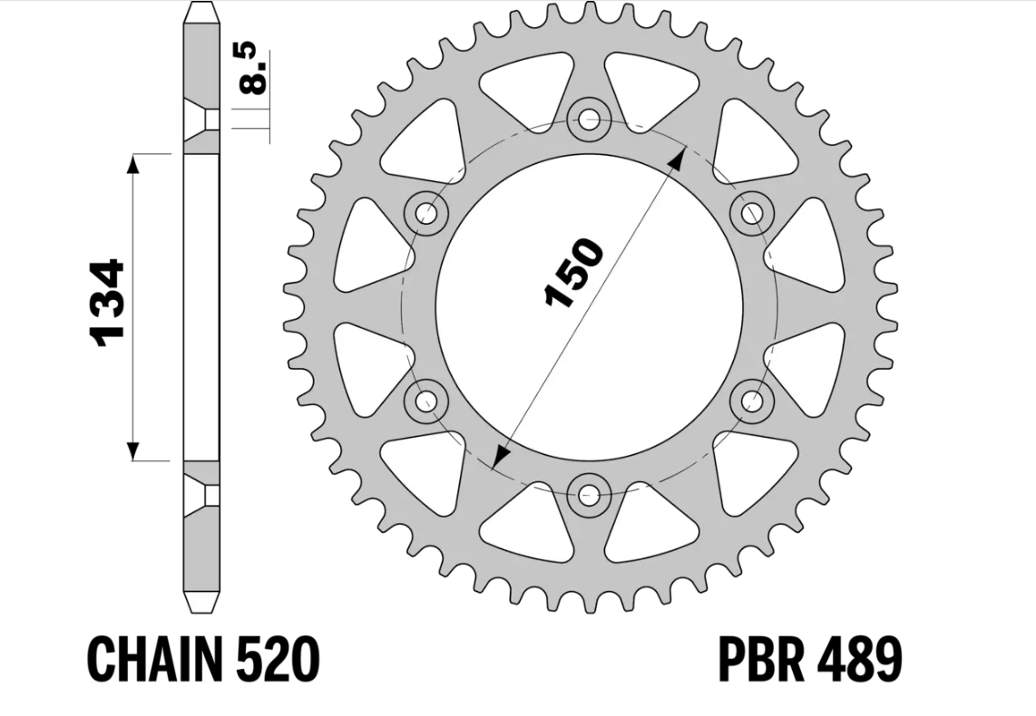 Couronne PBR Aluminium Standard pour Kawasaki KX 450 (19-26) - 489 47 L