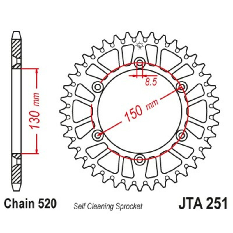 Couronne JT en Aluminium pour Yamaha WR 125 Z (99-03) - JTA251.49BLK Couronne JT en Aluminium pour Yamaha WR 125 Z (99-03) - JTA251.49BLK