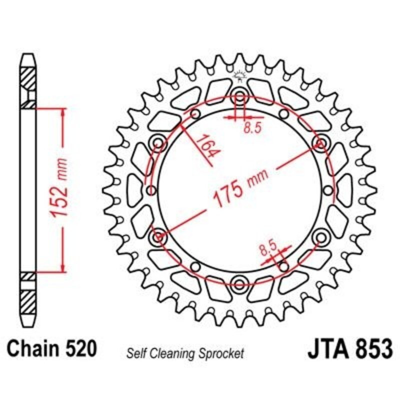 Couronne JT en Aluminium pour Yamaha YZ 490 (82-88) - JTA853.41 Couronne JT en Aluminium pour Yamaha YZ 490 (82-88) - JTA853.41