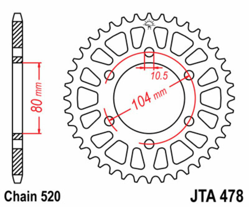 Couronne JT en Aluminium pour Kawasaki Z 650 RS (22-25) - JTA478.44