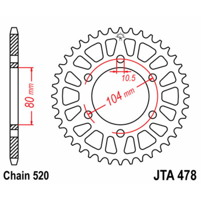 Couronne JT en Aluminium pour Kawasaki Ninja ZX-6 RR (03-05) - JTA478.44 Couronne JT en Aluminium pour Kawasaki Ninja ZX-6 RR (03-05) - JTA478.44