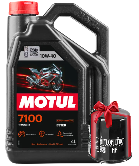 Huile Moto Motul 7100 10W40 4 Litres + Filtre à Huile Offert