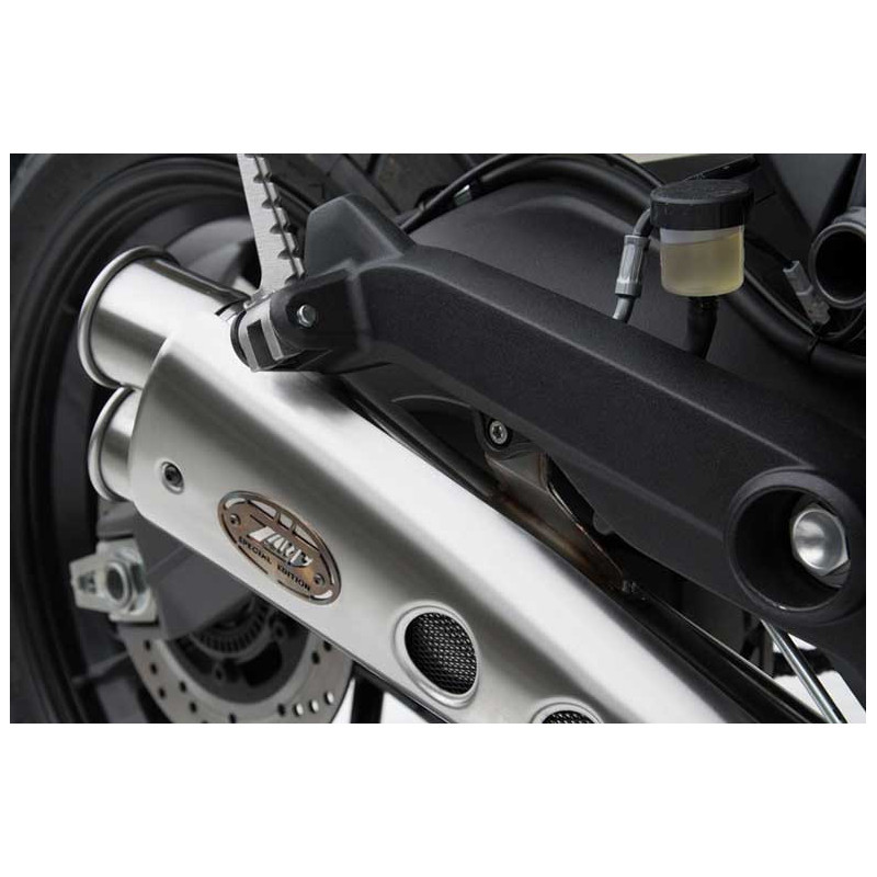 Echappement Bas Racing Double Inox Embout Inox Pare Chaleur Noir pour Ducati Scrambler 800 (15-16)