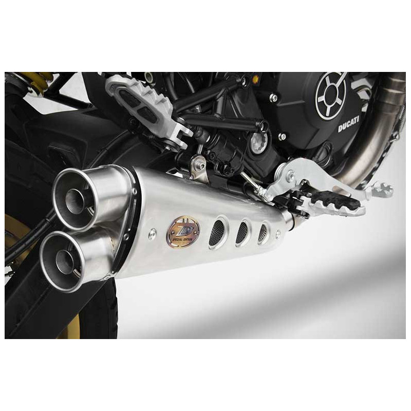 Echappement Bas Special Edition Racing InoxChaleur Noir pour Ducati Scrambler 800 Desert Sled (17-19)