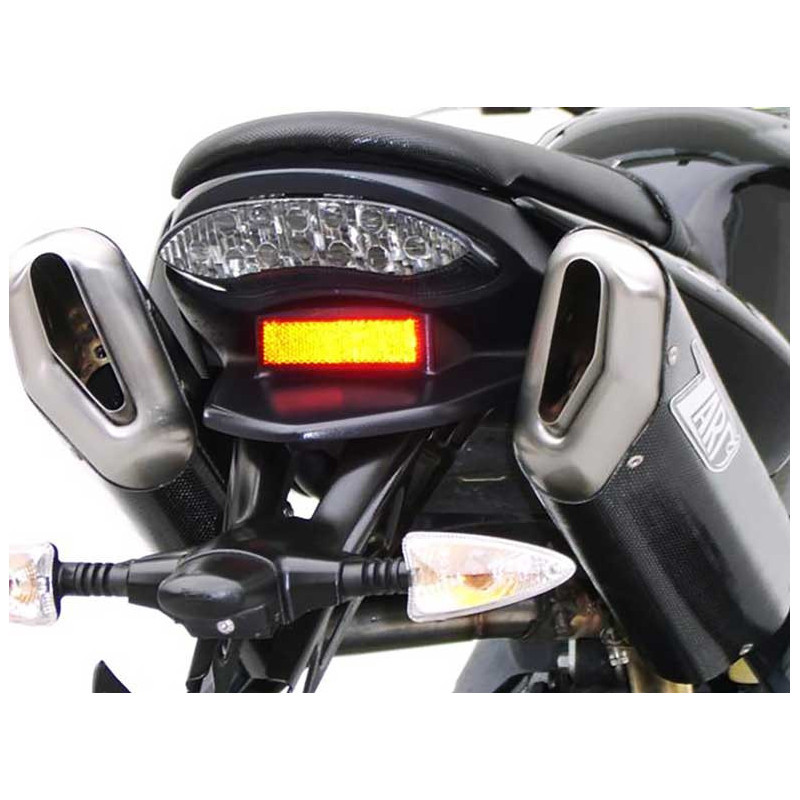 Double Échappement Position Haute Racing Aluminium Noir Embout Inox pour Triumph Street Triple 675 / R / RX (07-12)