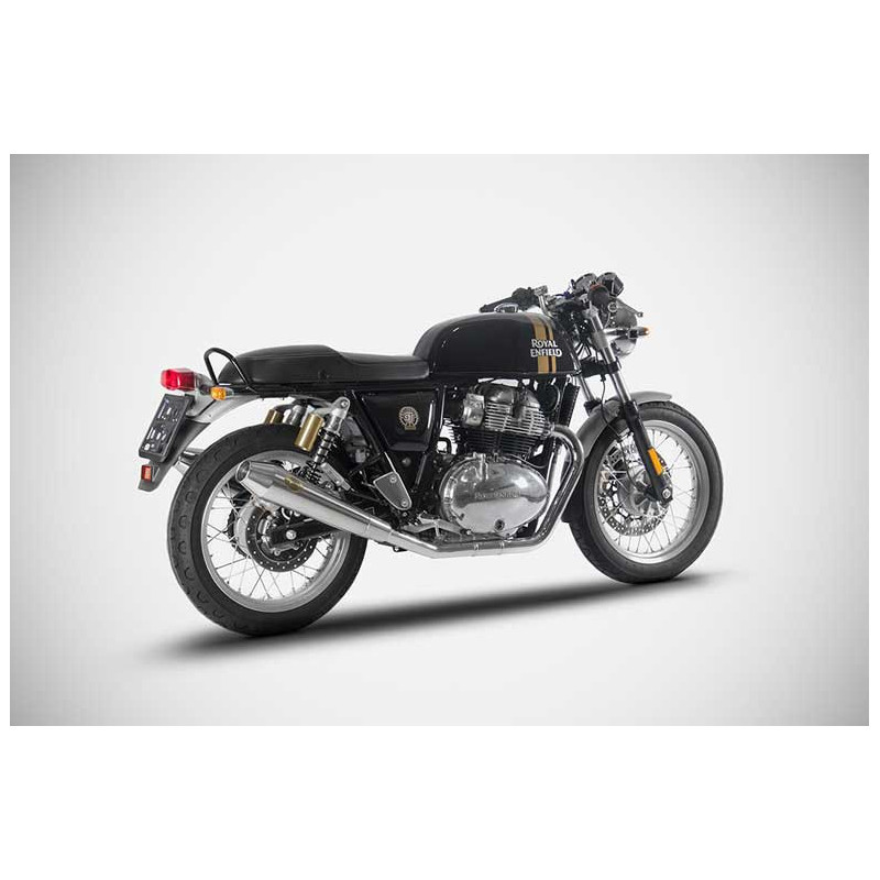 Double Échappement Inox Noir Embout Inox pour Royal Enfield 650 Continental / Interceptor (19-23) Double Échappement Inox Noir Embout Inox pour Royal Enfield 650 Continental / Interceptor (19-23)