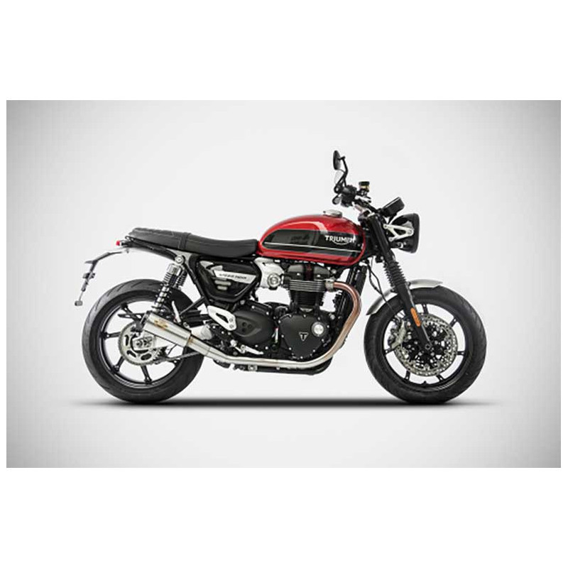 Double Échappement Bas Modèle SP Racing Inox Embout Carbone pour Triumph 1200 Speed Twin (19-20)