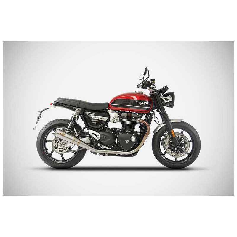 Double Échappement Bas Conique Racing Inox Embout Carbone pour Triumph 1200 Speed Twin (19-20)