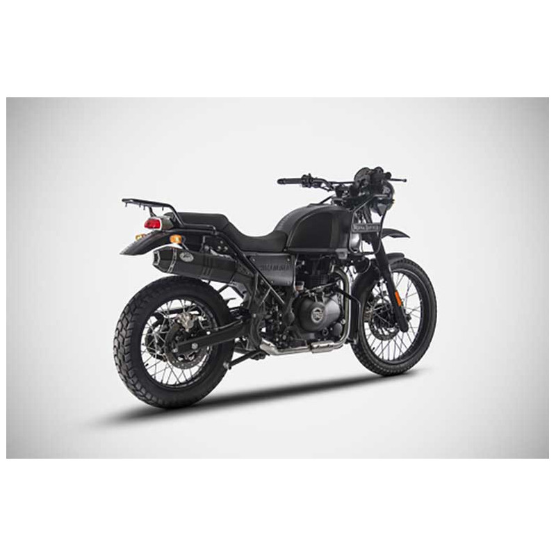 Echappement Aluminium Noir Embout Carbone Homologué pour Royal Enfield 400 Himalayan (17-20)