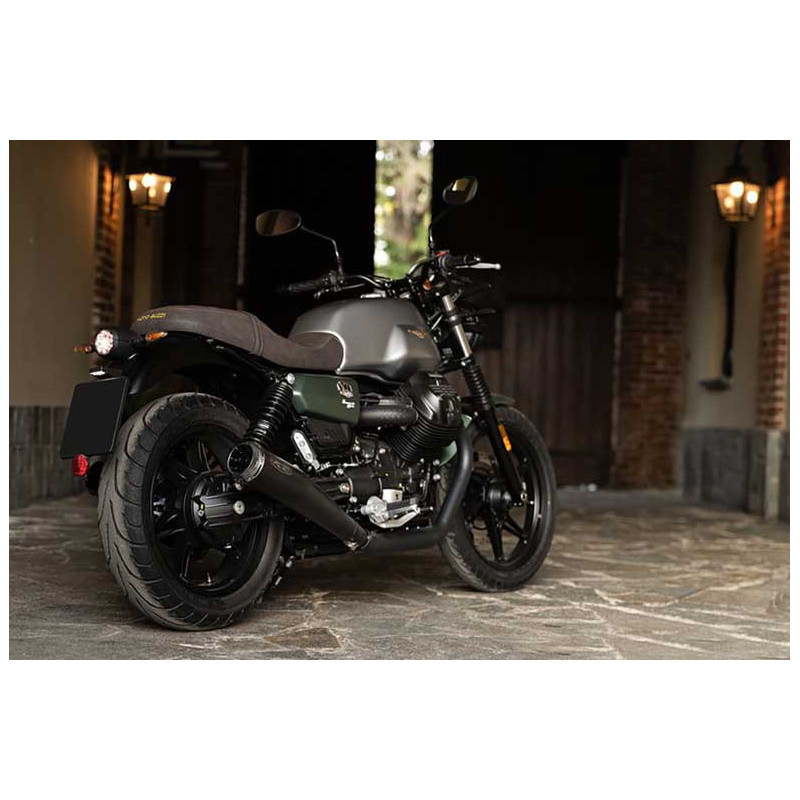 Double Échappement Limited Edition Inox Noir Embout Carbone pour Moto Guzzi 850 V7 (21-23) Double Échappement Limited Edition Inox Noir Embout Carbone pour Moto Guzzi 850 V7 (21-23)