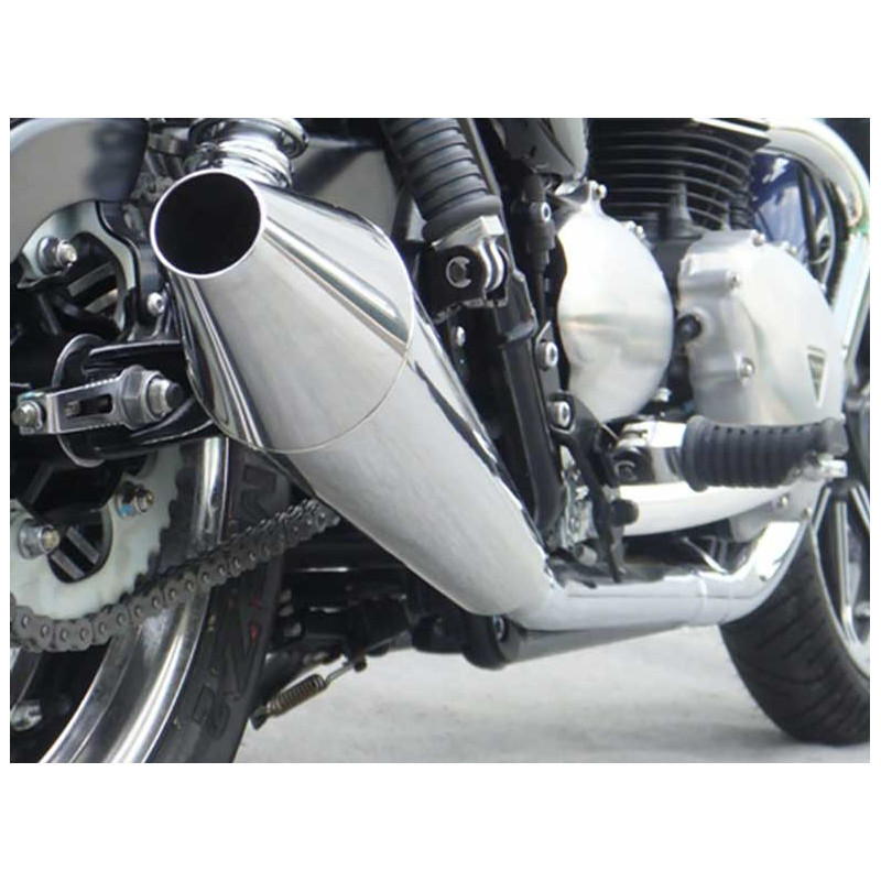Double Échappement Inox Noir Embout Inox Racing pour Triumph 900 Bonneville T100 (08-16) Double Échappement Inox Noir Embout Inox Racing pour Triumph 900 Bonneville T100 (08-16)
