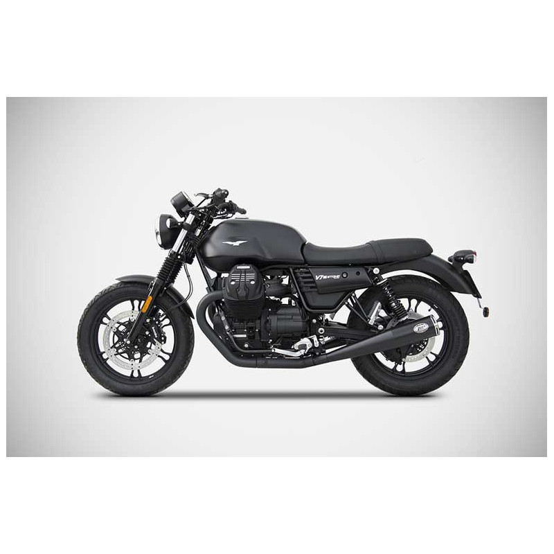 Double Échappement Zuma Racing Inox Noir Embout Inox pour Moto Guzzi 750 V7 III (17-19)