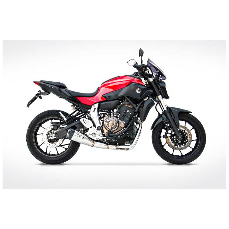 Ligne Complète d'Échappement Racing Inox Noir Embout Inox pour Yamaha 700 MT-07 (14-16)