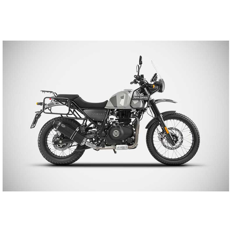 Echappement Bas Aluminium Noir Embout Carbone pour Royal Enfield 400 Himalayan (21-23)