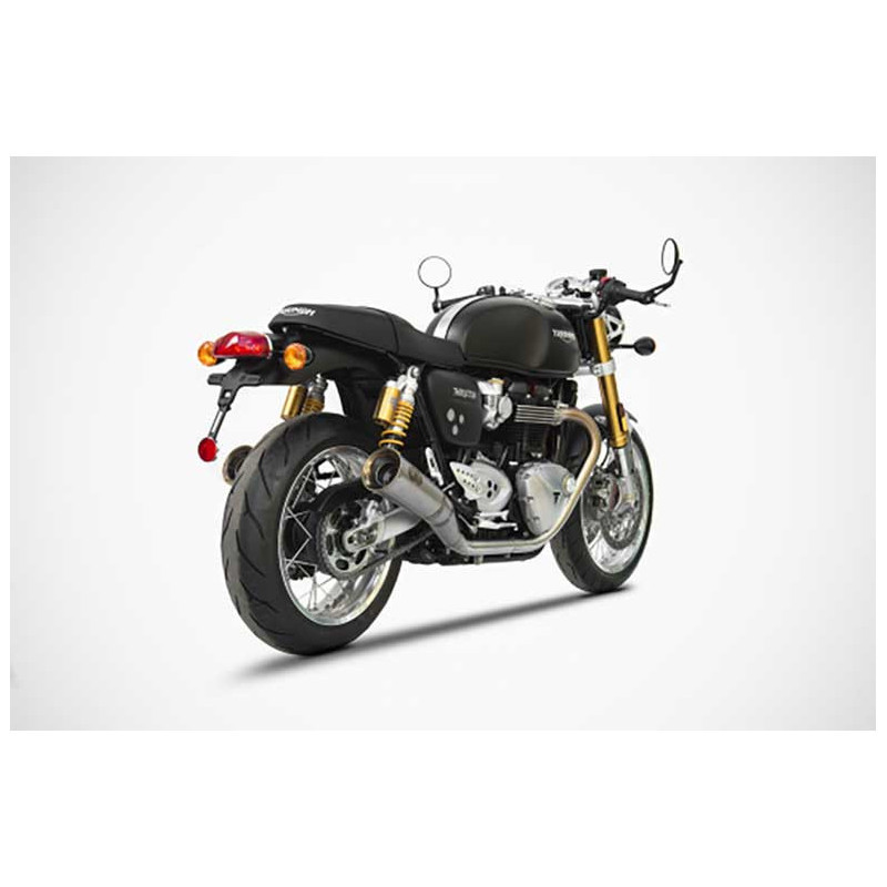 Double Échappements Coniques Titane Embout Inox pour Triumph Thruxton 1200 (17-20) Double Échappements Coniques Titane Embout Inox pour Triumph Thruxton 1200 (17-20)