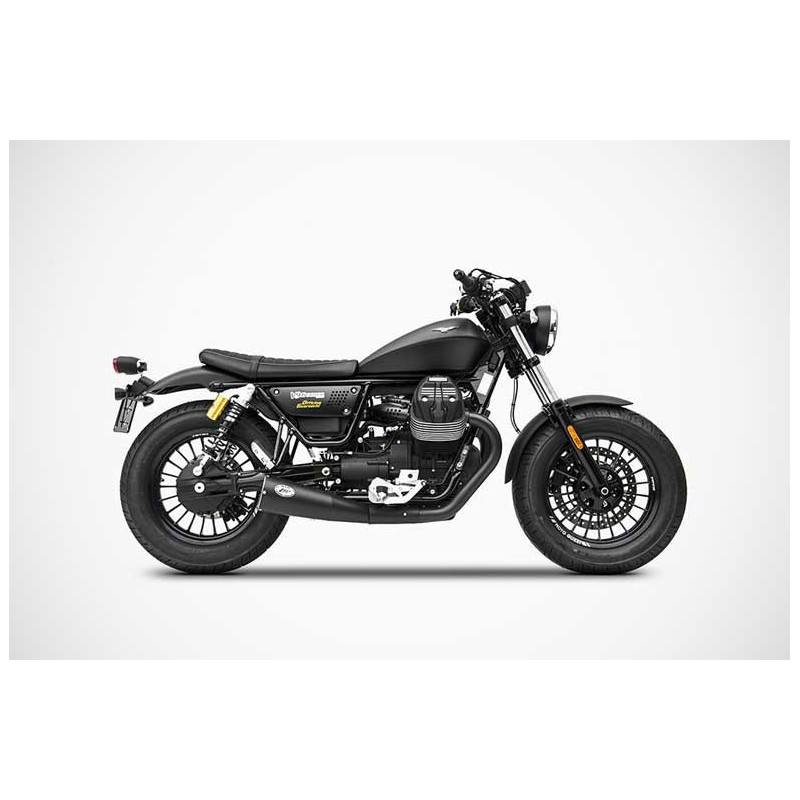 Double Échappement Big Style Inox Noir Embout Inox pour Moto Guzzi 850 V9 (16-19)