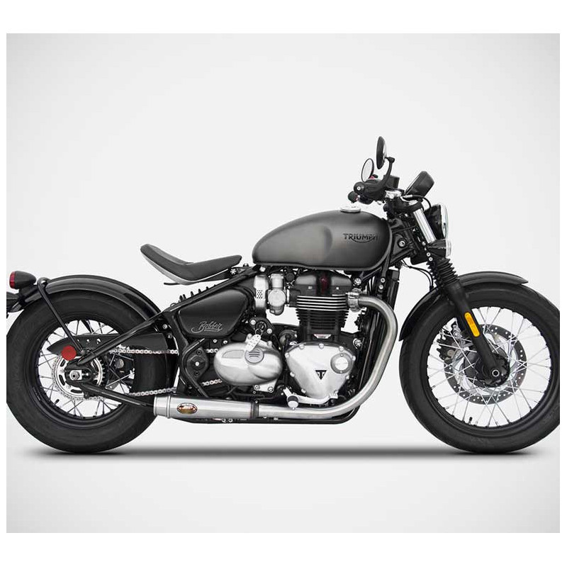 Double Échappement Bas Inox Embout Inox Racing pour Triumph 1200 Bobber (17-23) Double Échappement Bas Inox Embout Inox Racing pour Triumph 1200 Bobber (17-23)